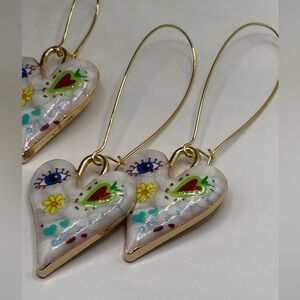 Earrings Kidney wire Heart Eye Charm Earrings 3 inch length